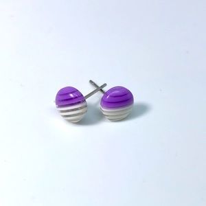Purple And White Minimalist Stud Earrings